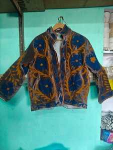 Chaqueta Reversible de Terciopelo y Algodón con Bordado Suzani a Mano, Abrigo Unisex, Chaleco, Disfraz, Blazer - Product Image 3