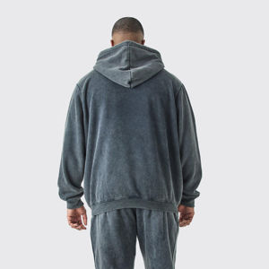 Custom 100% Cotton <b>Fleece</b> Vintage Drop Shoulder <b>Oversize</b> Pullover <b>Hoodie</b> Acid Wash Design Long Length Men's Hoodies Sweatshirts - Product Image 3