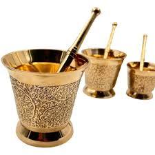 ครกและสากโลหะทองเหลืองมาใหม่สำหรับบ้านโรงแรมและห้องครัวใช้บดเครื่องเทศเกลือครกและสาก - Product Image 3