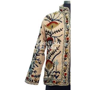 Most Trending Handmade Suzani Embroidery <b>Velvet</b> Winter Jacket <b>Women</b> Short Suzani Jacket Free Size Short Quilted Jacket - Product Image 3