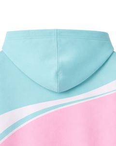 Sweat-shirt à capuche zippé pour homme, bleu menthe et rose bébé, bloc de couleur, doublure en polaire, décontracté, fermeture éclair sur le devant, streetwear d'hiver - Product Image 6