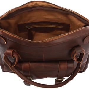 Sac en cuir marron cireux haut de gamme pour cadres Bandoulière personnalisable Fermeture à glissière Broderie Rivet Décoration Étanche - Product Image 4