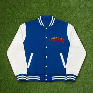 เสื้อแจ็คเก็ตเลตเตอร์แมนแบบกำหนดเอง แต่งขอบขนแกะถัก กระดุมเดี่ยว เสื้อผ้าฤดูหนาว ดีไซน์ทันสมัย ทรงเข้ารูปสำหรับผู้ชาย - Product Image 1