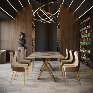 Sillas de Comedor Contemporáneas Elisabeth Design con Tapicería de Cuero Sintético y Patas de Metal - Muebles para el Hogar - Product Image 4