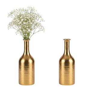 Wholesale Modern Gold Hammered Metal Flower <b>Vase</b> <b>Set</b> Elegant Tabletop Iron <b>Vases</b> For Home Decor Living Room & Office Decoration - Product Image 4