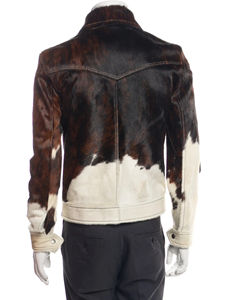 Vestes en cuir avec logo personnalisé de style occidental de qualité en gros OEM, veste bomber chaude en cuir avec poils de vache pour hommes - Product Image 6