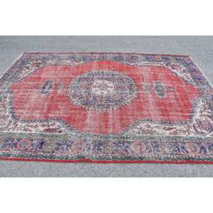 Tapis de laine Patchwork bleu rouge classique 6.9X9.9 pieds tapis de salon à tissage plat turc avec support en Latex pour décorations - Product Image 3