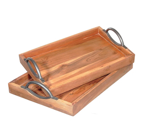 Plateau en bois de haute qualité de forme différente 4 pièces prix de gros d'usine plateau de service en bois prix supérieur - Product Image 3