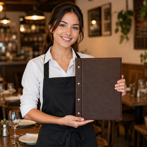 Premium Restaurant Menu Book Custom Embossed Logo PU <b>Leather</b> <b>A4</b> Hotel Bill <b>Folder</b> - Product Image 2