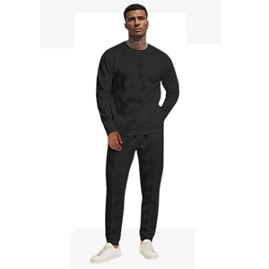 Vente chaude hommes 2 pièces à manches longues respirant 100% coton sweat Jogging pantalons de survêtement ensemble tissé hiver survêtements tenues - Product Image 5