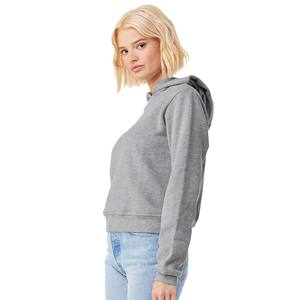 Sweat à capuche pour femme, premium, poids lourd, gris chiné, col rond, 100% coton molletonné, hiver, longueur standard, logo brodé imprimé en 3D - Product Image 6