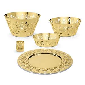 ชามเสิร์ฟสแตนเลสขัดเงาทำมือแท้จากอินเดียสำหรับรับประทานอาหารในเดือนรอมฎอน - Product Image 1