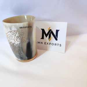 Copa de cuerno vikingo hecha a mano de vidrio para beber de cuerno natural Premium - Product Image 1