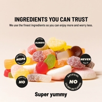 Op maat gemaakte groothandel Zweedse snoepjes watermeloen druif perzik smaken gelatinevrije gummy snoepjes rechtstreeks van de fabriek