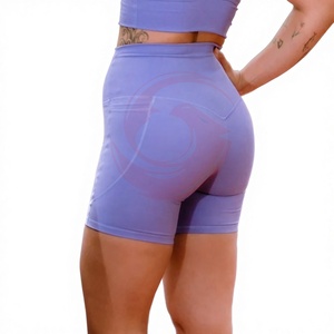 Pantalones Cortos Deportivos para Mujer, Cintura Alta, Elásticos, para Gimnasio y Fitness, Precio al por Mayor, OEM - Product Image 1
