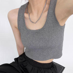 <b>Women's</b> Sporty Summer Design <b>Vest</b> Top & <b>Knitted</b> Bottom Coat Slim Short Outer Wear Hot Girl Style - Product Image 1