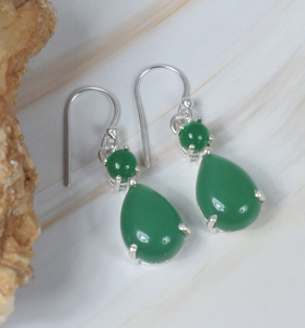 Onyx vert 925 argent Sterling pierres précieuses crochet boucles d'oreilles Double pierre boucles d'oreilles décembre pierre de naissance bijoux faits à la main en gros - Product Image 2