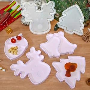 Plateau de noël bricolage tasse tapis <span class=keywords><strong>plat</strong></span> assiette Silicone moule gypse résine noël wapiti écureuil pin <span class=keywords><strong>cloche</strong></span> fruits assiette plateau gâteau outils - Product Image 2