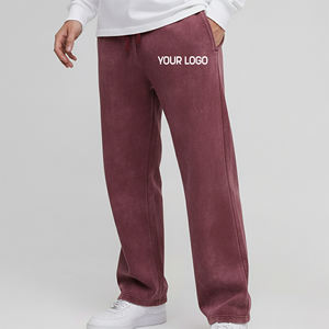 Pantalons de survêtement amples et droits de style hip-hop, vente chaude OEM/ODM pour hommes, 100% coton molletonné, léger, pantalon de sport pour hommes - Product Image 4