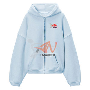 Sweats à capuche zippés surdimensionnés pour hommes, en coton épais, en molleton français, avec col à capuche, pour l'hiver - Product Image 3