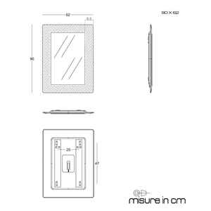 Espejo de Baño LED con Marco de Vidrio Fundido Blanco, Diseño Moderno de Pared, Resistente al Agua, 90X62 Pulgadas, Hecho en Italia - Product Image 5