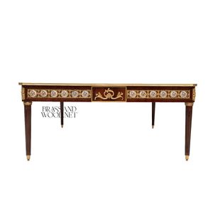 โต๊ะกาแฟทรงสี่เหลี่ยมหรูหรา พร้อมลวดลายทองเหลืองประณีตและลวดลายดอกไม้ สำหรับตกแต่งห้องนั่งเล่นอย่างมีสไตล์เหนือกาลเวลา - Product Image 2