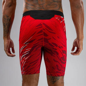 Pantalones cortos de lucha para hombre, pantalones cortos de boxeo rojos y negros con estampado personalizado, pantalones cortos BJJ para hombre - Product Image 1