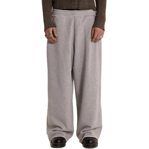 2025 nuevos pantalones de chándal deportivos de invierno personalizados para hombres pantalones de jogging de lana con cordón informal cintura media frente plano liso teñido de punto - Product Image 2