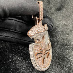 Pendentif grand requin en argent sterling plaqué or rose, moissanite VVS, hip hop, glacé, Migos, fête masculine, pendentif de haute qualité, collier - Product Image 2