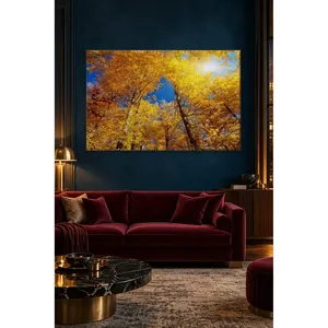 Impresión en lienzo de árboles amarillos de otoño que se extienden hacia el cielo azul de Fida - Product Image 1