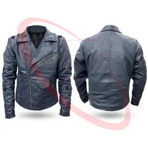 Men's Casual Goatskin Leather Jacket with Asymmetrical Zipper Comfortable and Durable Safety Vest Work Shirt Fashion Style