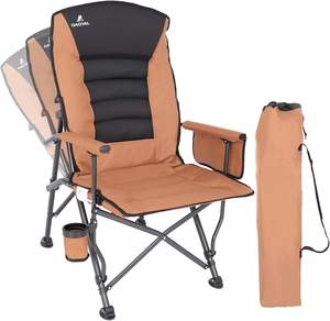 Chaise de camping marron pour adultes réglable avec support de 350lb mobilier d'extérieur pliant chaise de pelouse surdimensionnée avec porte-gobelet - Product Image 1