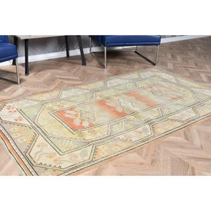 3.8x6.7 ft Rug, Turkish Vintage Rug, <b>Yellow</b> Floral Rug - Product Image 4