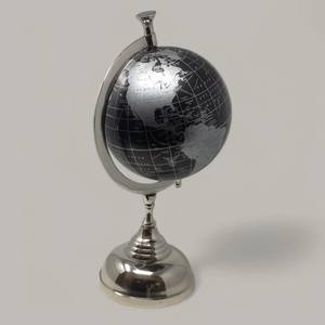 Decorative World <b>Globe</b> Black Ocean Silver Stand Modern Home Office Decor. The <b>globe</b> appears to have black surface with silver - Product Image 3