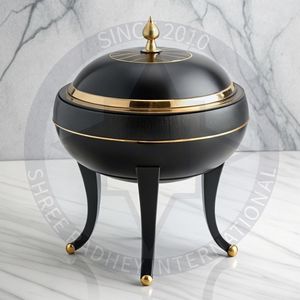 Brûleur d'encens en aluminium à revêtement PVD noir et or de luxe arabe Bukhoor Mabkhara pour parfum d'intérieur - Product Image 1