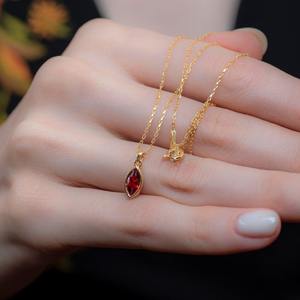 Colgante Solitario de Plata de Ley 925 con Granate, Estilo Bohemio Clásico, Chapado en Rodio/Oro, Hecho a Mano, para Mujer, Regalo de Joyería, Amor - Product Image 2