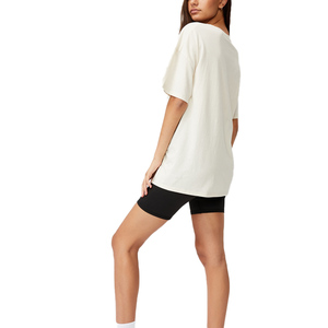 เสื้อยืดคอกลมแขนสั้นสำหรับผู้หญิง,เสื้อยืดคอกลมแขนสั้นผ้าฝ้าย100% สีพื้นพิมพ์โลโก้แบบกำหนดเอง - Product Image 4