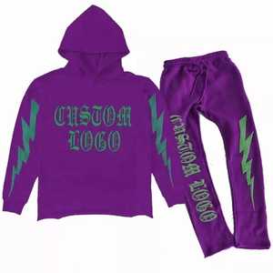 Chándal Deportivo Personalizado con Bordado, Ecológico, Talla Grande, Transpirable, para Hombre, Corte Ajustado, 100% Algodón, con Pantalones Acampanados - Product Image 6