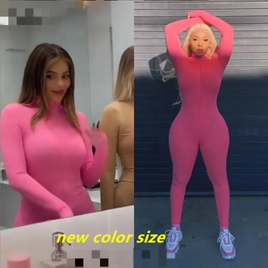 Women's Zipper Two Piece Set Embroidered Letter Print Workout Sportswear Skinny Solid <b>Turtleneck</b> Breathable Short Above Knee - Product Image 6