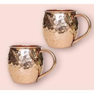 Taza de Cobre Martillado al por Mayor con Asa - Taza Artesanal de Metal Oro Rosa para Beber - Taza Moscow Mule 100% Cobre Puro - Product Image 1