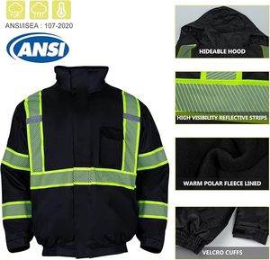 Chaquetas de Seguridad de Alta Visibilidad para Trabajo, Chaquetas de Invierno Reflectantes con Cremallera Personalizada, Ropa de Trabajo Personalizada - Product Image 3