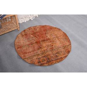 Alfombra de lana rústica naranja de área grande, diseño de retazos rectangulares hechos a mano de 330x330 pies para sala de estar, coche con respaldo de látex - Product Image 3