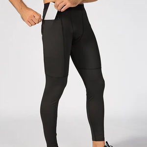 Pantalones de compresión de poliéster personalizados para hombre, venta al por mayor, mallas para hombre, pantalones para correr para hombre - Product Image 1