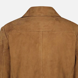 Haute qualité hommes en cuir véritable daim chemise à manches longues Style Vintage décontracté bouton en cuir daim chemise - Product Image 6