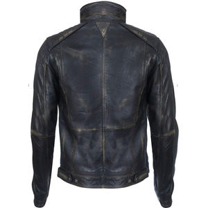 Compre Chaqueta de Cuero Estilo Motero a Precio de Fábrica, Cuello Alto, Cierre de Cremallera, Estilo Moto, para Otoño, Corte Regular, Color Negro Sólido - Product Image 4