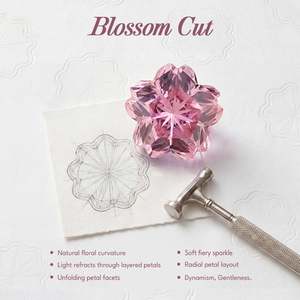 Bague de promesse Jeulia personnalisée avec fleur rose découpée - Product Image 5
