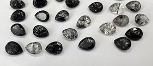 Quartz Rutile Noir Naturel 7x10mm Coupe Poire-Quartz Rutile Noir Lâche Qualité Supérieure - Product Image 4