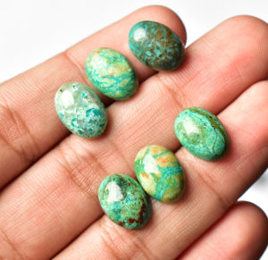 Chrysocolle calibré forme ovale pierres précieuses en vrac cristal Cabochon pierres précieuses en vrac de qualité supérieure 5-3mm à 20-15MM pour la fabrication de bijoux - Product Image 2