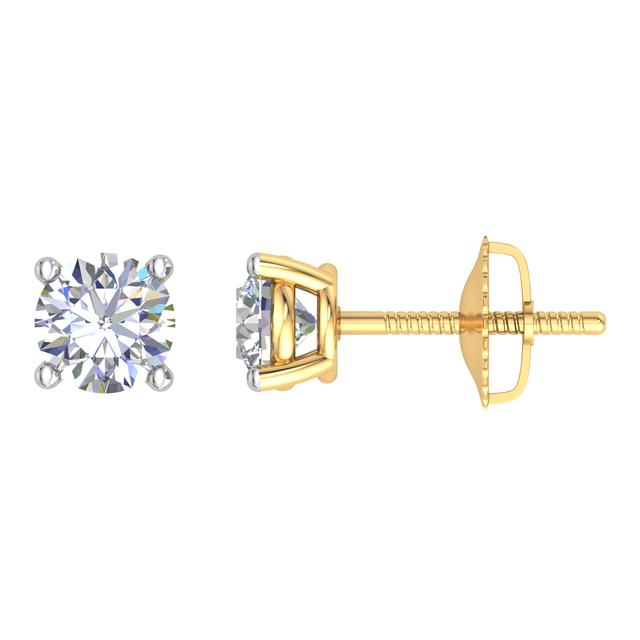 Super Quality 1 Cts Lab Grown Diamond Stud Earrings for Women Elegant Design in White & Yellow Gold Premium Jewelry