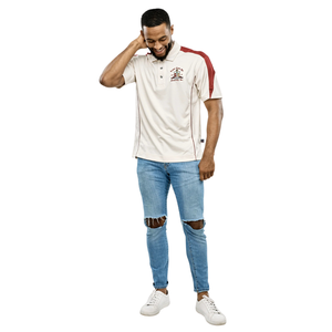 Polo Kappa Alpha Psi con Lettere Greche Drift, Crema e Rosso Scuro, Premium Nupe, Abbigliamento Casual - Product Image 3